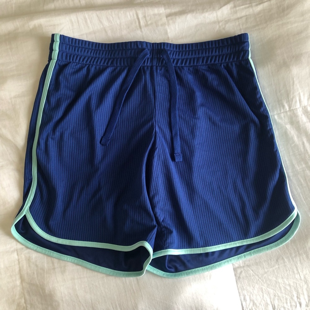 Dark Blue  Athletic Shorts with Light Blue Edges